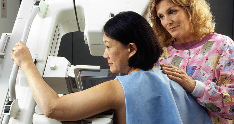 Woman Receives a Mamogram