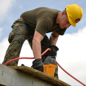 carpenter working from elevation