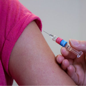 closeup of needle injection