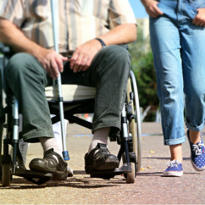 Image of wheelchair and cane