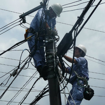 electricians working on power lines