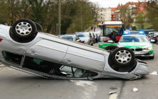 overturned vehicle car accident