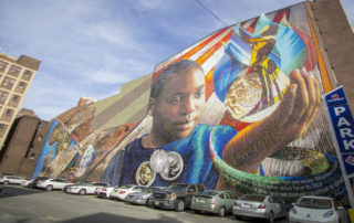 philadelphia parking lot and mural