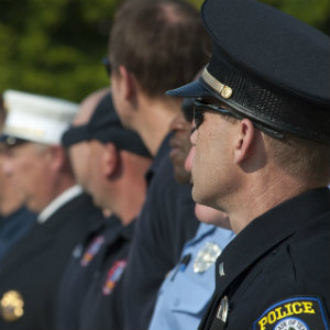 police officers standing in row