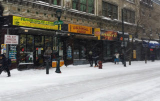 snowing in downtown philly