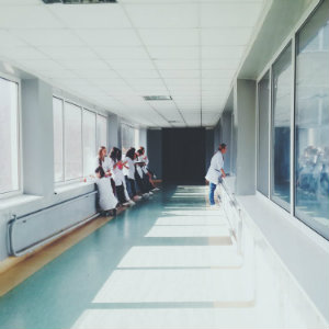 staff in hospital hallway