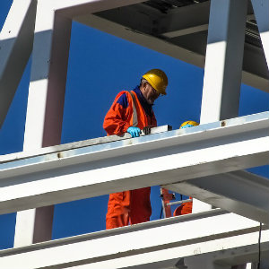 construction workers steel beams