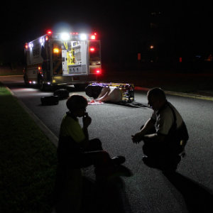 stressed paramedic at accident scene