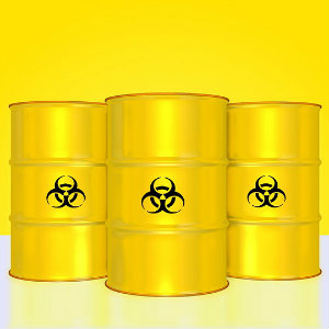 yellow radioactive bins